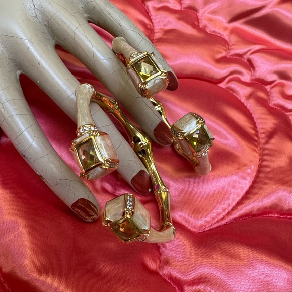 Lauren G. Adams 18k gold plated Cream enamel~Citrines PAIR...